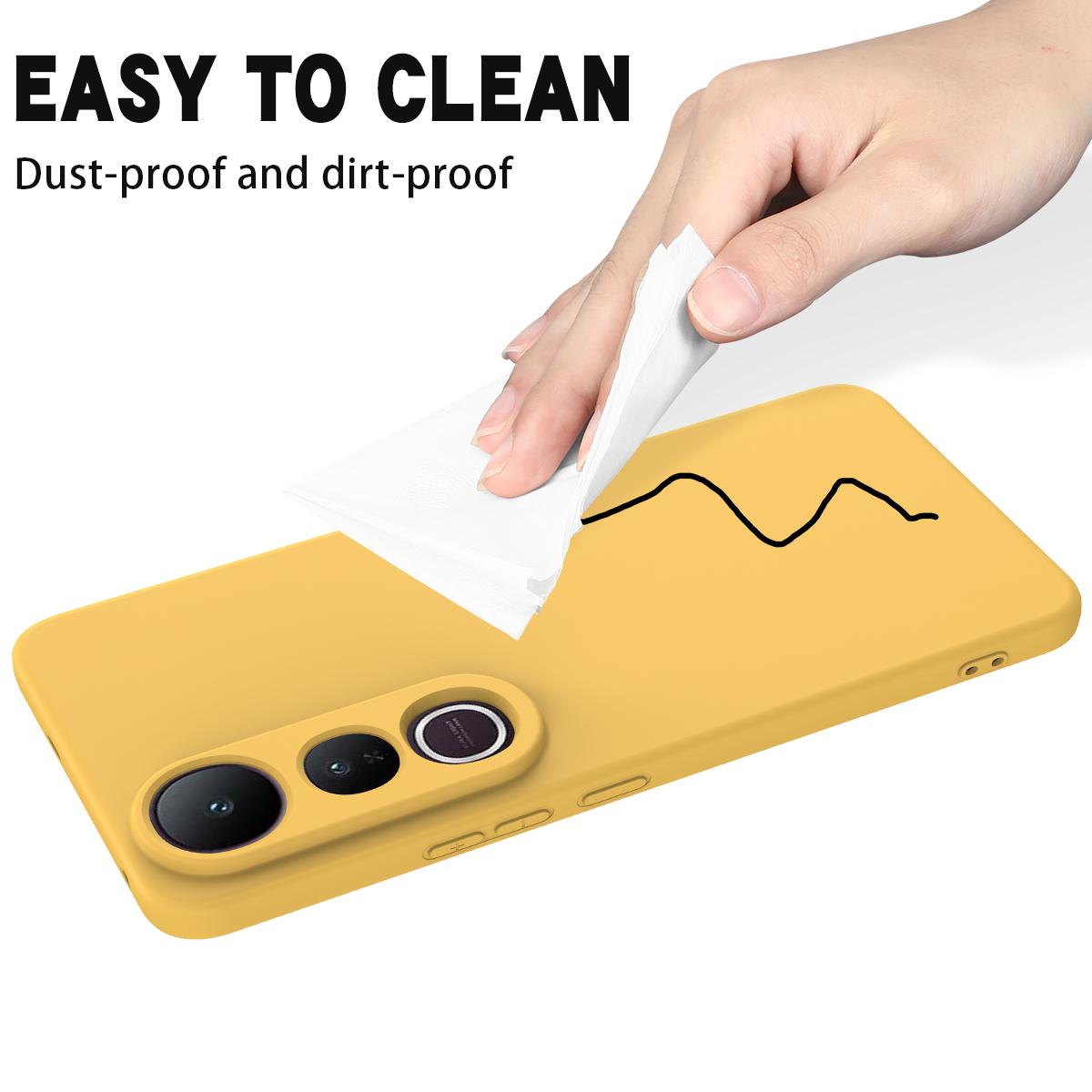 For-vivo-V50-Lite-4G-/-5G-Solid-Color-Liquid-Silicone-Dropproof-Full-Coverage-Phone-Case(Yellow)