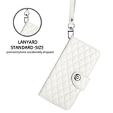 For-vivo-V50-5G-Global-Rhombic-Texture-Flip-Leather-Phone-Case-with-Lanyard(White)