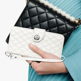 For-vivo-V50-5G-Global-Rhombic-Texture-Flip-Leather-Phone-Case-with-Lanyard(White)