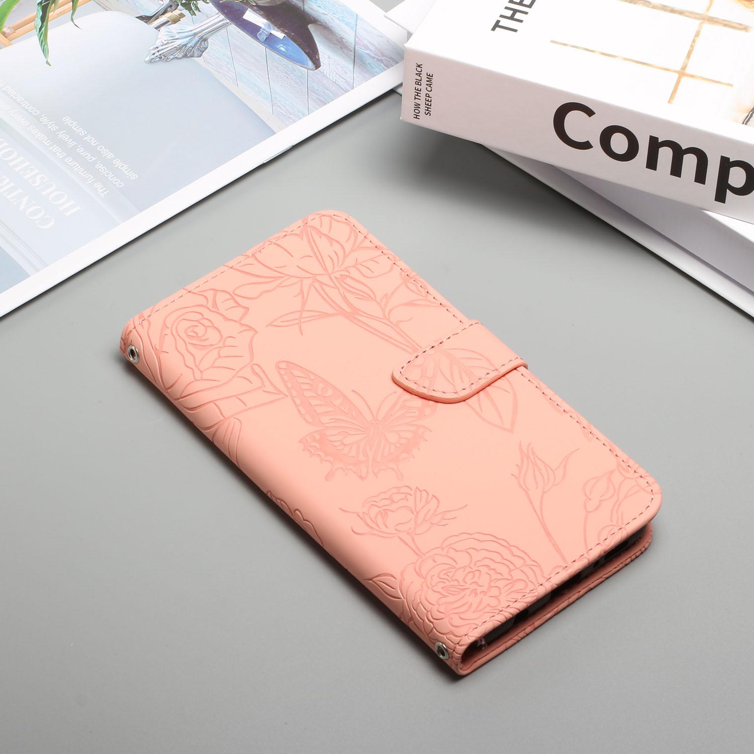For-vivo-V50-5G-Global-HT03-Skin-Feel-Butterfly-Embossed-Flip-Leather-Phone-Case(Pink)