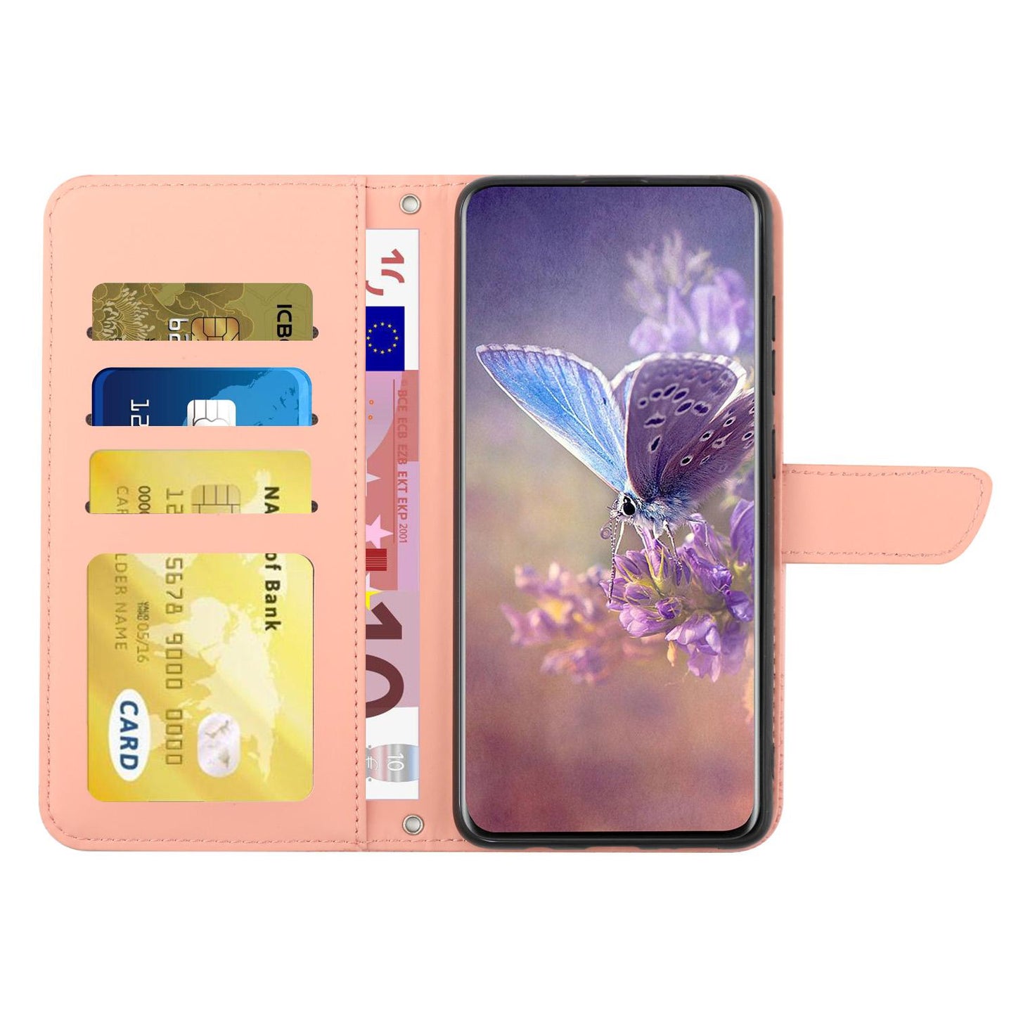 For-vivo-V50-5G-Global-HT03-Skin-Feel-Butterfly-Embossed-Flip-Leather-Phone-Case(Pink)