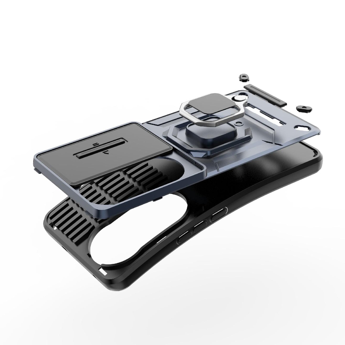For-vivo-V50-5G-Global-Sliding-Camshield-TPU-+-PC-Shockproof-Phone-Case-with-Holder(Blue)