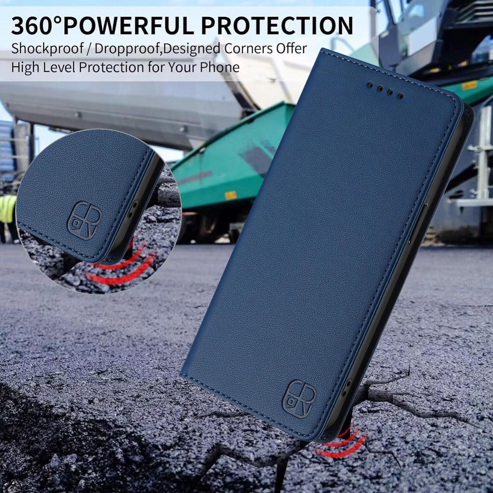 For-vivo-V50-5G-Global-RC01-Dual-Folded-Magnetic-Suction-RFID-Leather-Phone-Case(Dark-Blue)