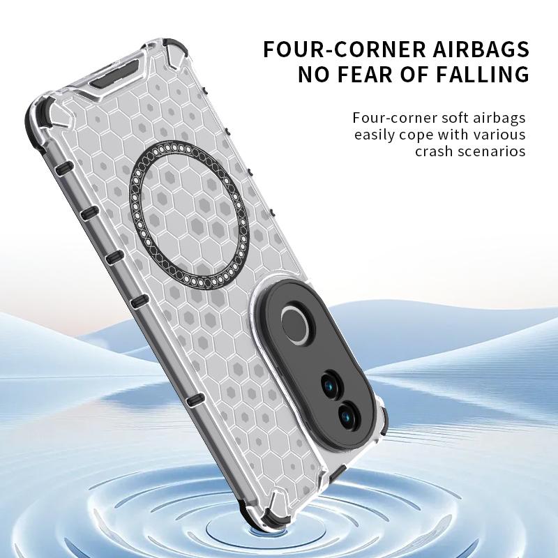 For-vivo-V50-5G-Global-Honeycomb-Magnetic-Ring-Shockproof-Phone-Case(Red)