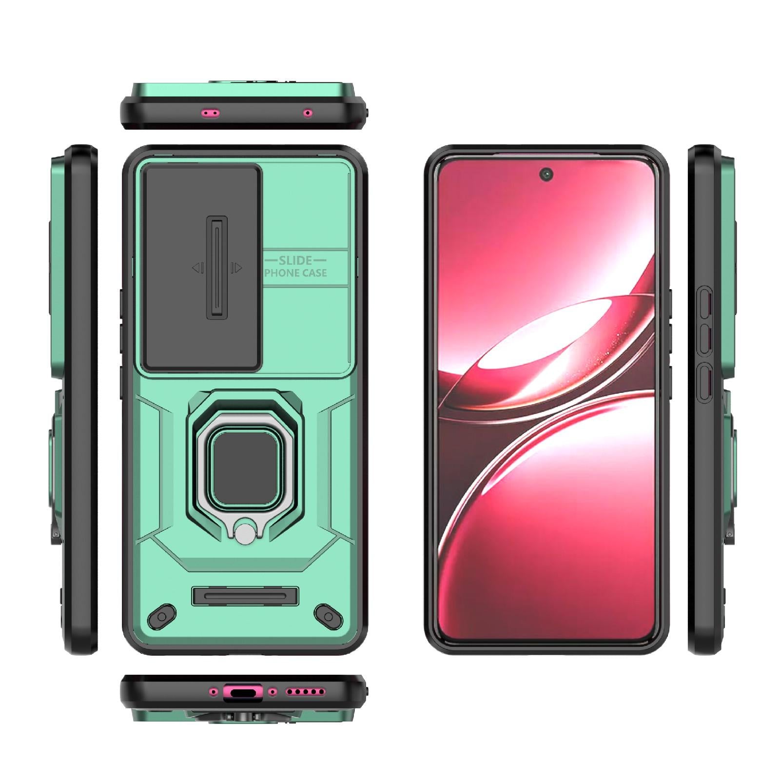 For-vivo-V50-5G-Global-Sliding-Camshield-TPU-+-PC-Shockproof-Phone-Case-with-Holder(Green)