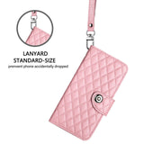 For-vivo-V50-5G-Global-Rhombic-Texture-Flip-Leather-Phone-Case-with-Lanyard(Pink)