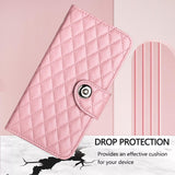 For-vivo-V50-5G-Global-Rhombic-Texture-Flip-Leather-Phone-Case-with-Lanyard(Pink)