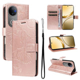 For-vivo-V50-5G-Global-3D-Butterfly-Embossed-Pattern-Flip-Leather-Phone-Case(Rose-Gold)