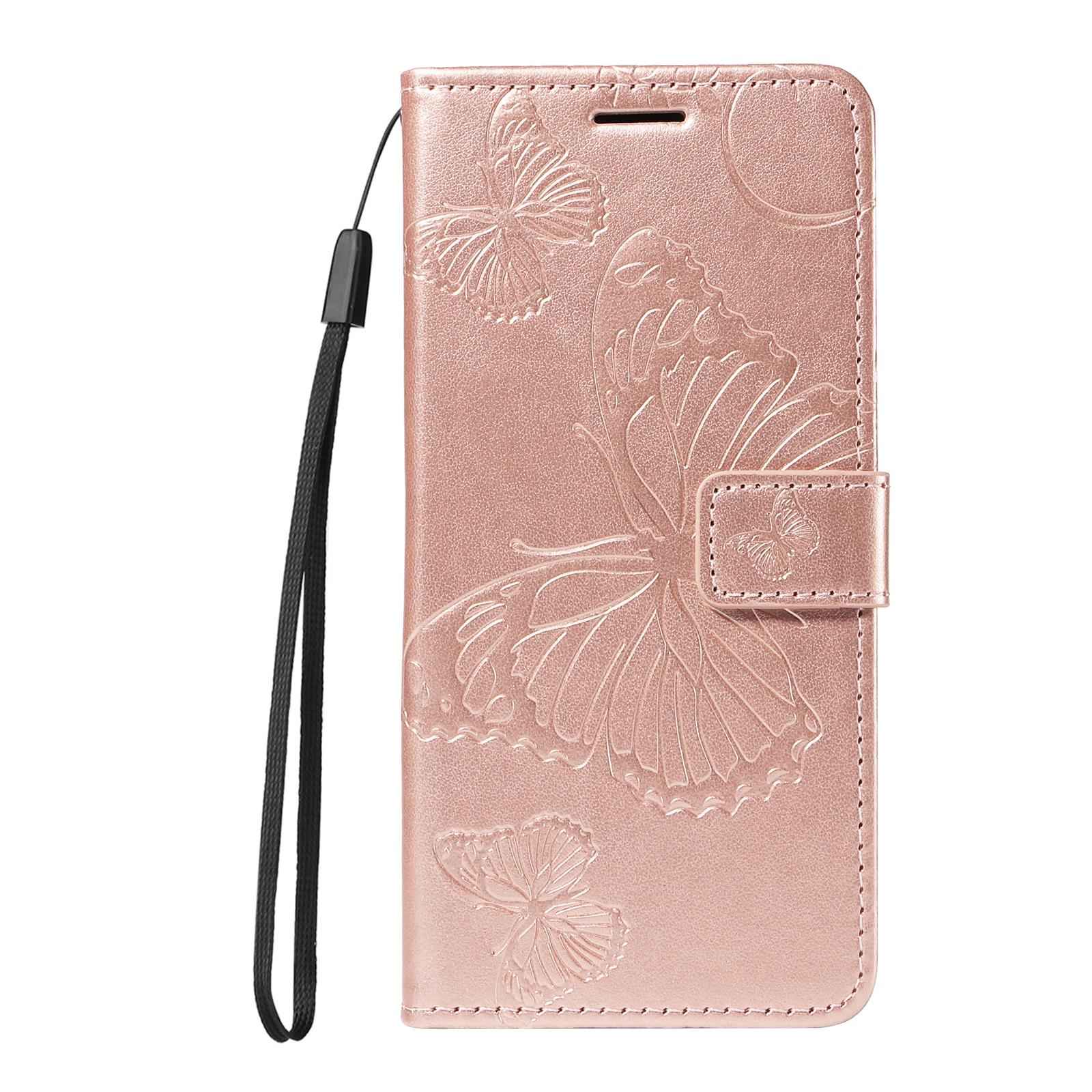 For-vivo-V50-5G-Global-3D-Butterfly-Embossed-Pattern-Flip-Leather-Phone-Case(Rose-Gold)