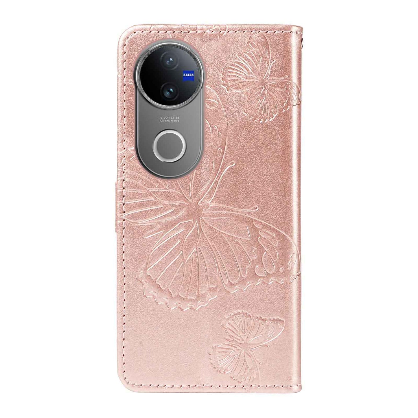 For-vivo-V50-5G-Global-3D-Butterfly-Embossed-Pattern-Flip-Leather-Phone-Case(Rose-Gold)