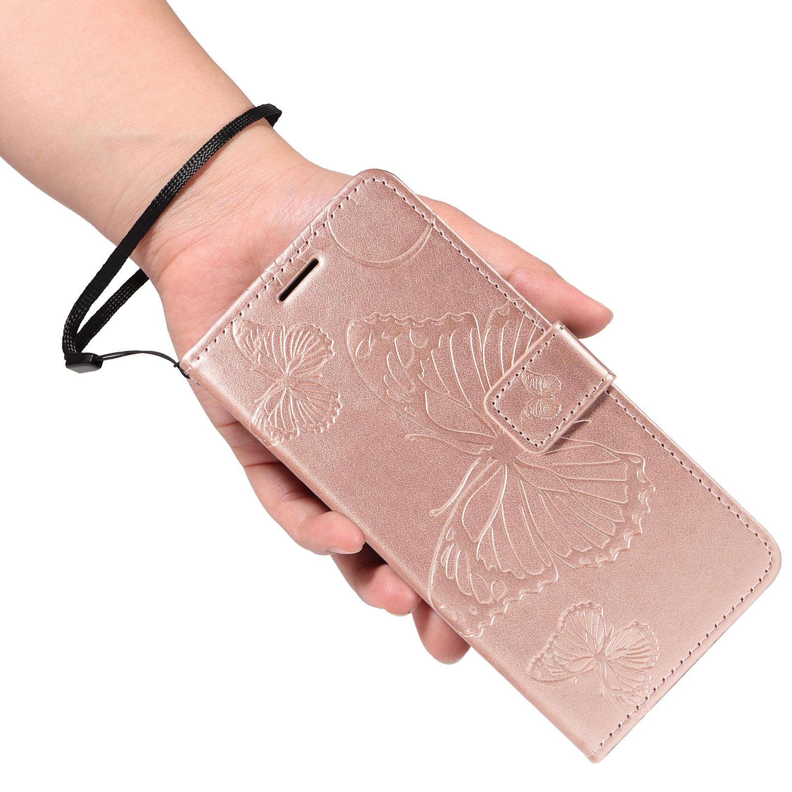 For-vivo-V50-5G-Global-3D-Butterfly-Embossed-Pattern-Flip-Leather-Phone-Case(Rose-Gold)
