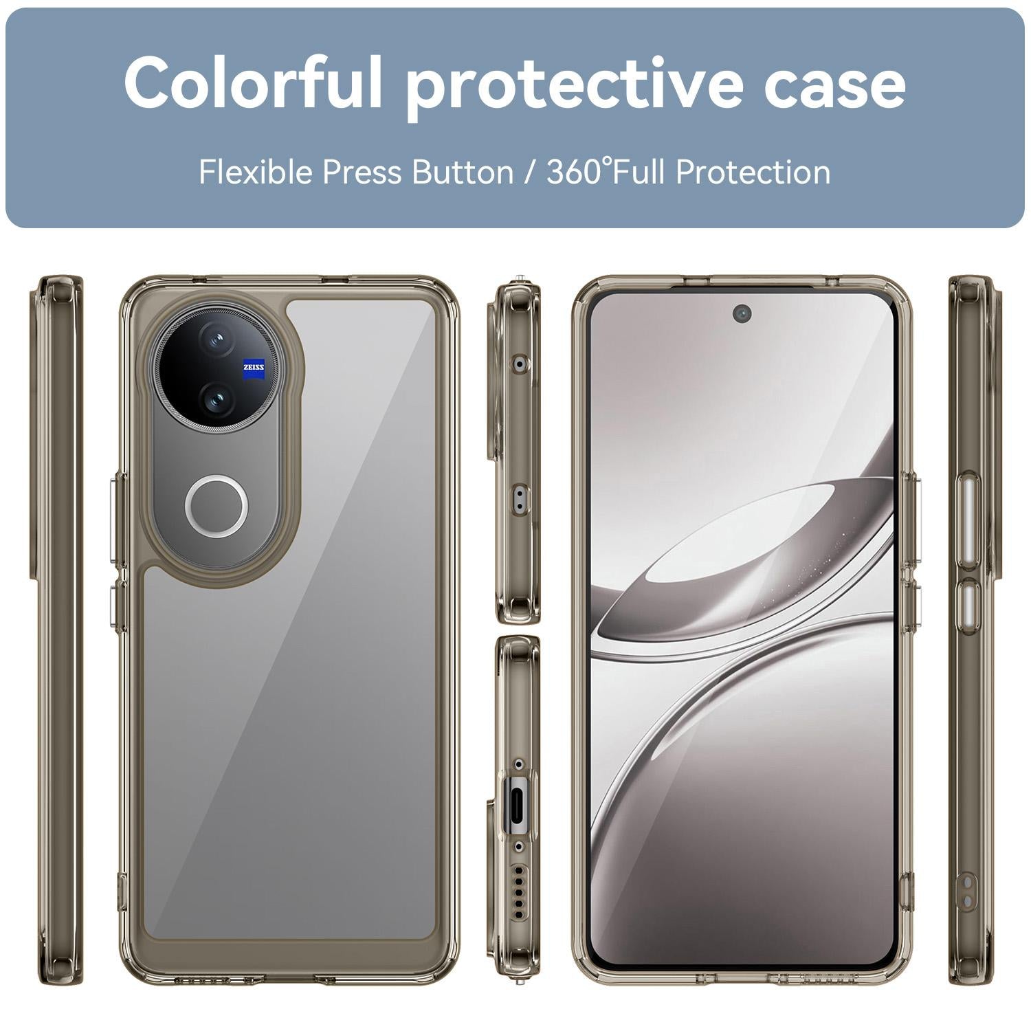 For-vivo-V50-Colorful-Series-Acrylic-Hybrid-TPU-Phone-Case(Transparent-Grey)