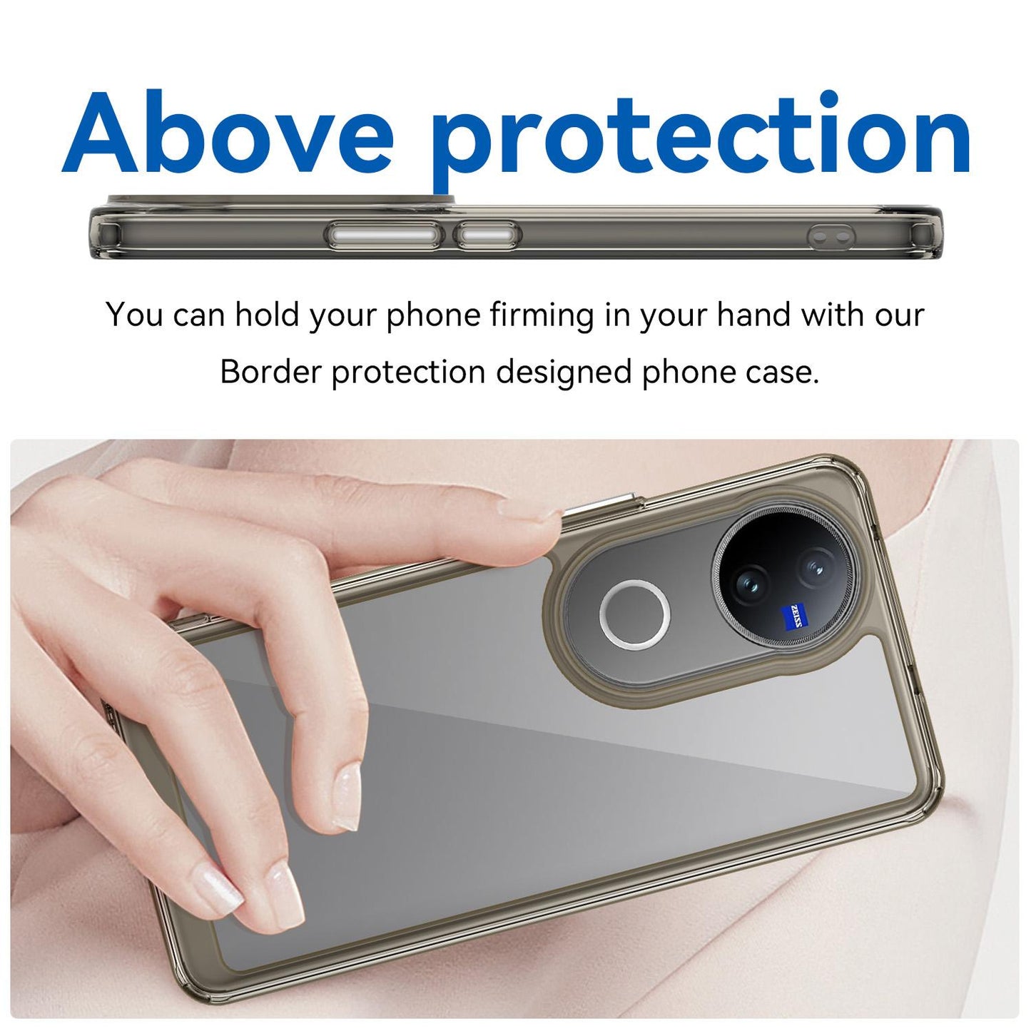 For-vivo-V50-Colorful-Series-Acrylic-Hybrid-TPU-Phone-Case(Transparent-Grey)