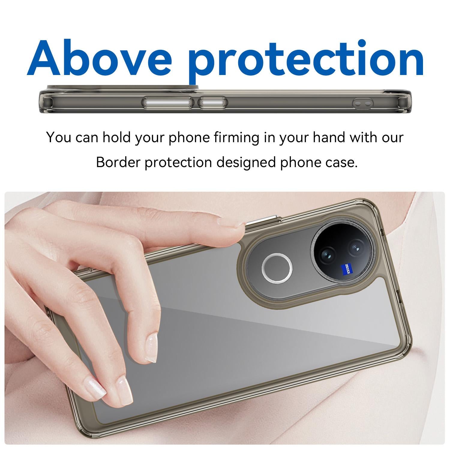 For-vivo-V50-Colorful-Series-Acrylic-Hybrid-TPU-Phone-Case(Transparent-Grey)