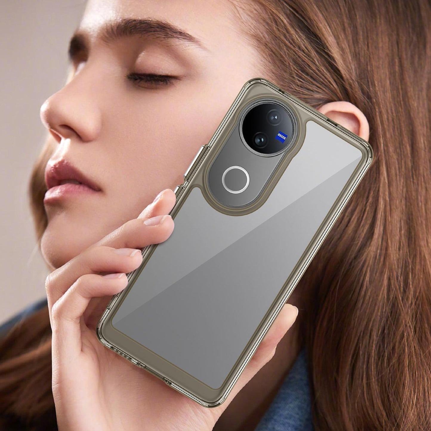 For-vivo-V50-Colorful-Series-Acrylic-Hybrid-TPU-Phone-Case(Transparent-Grey)