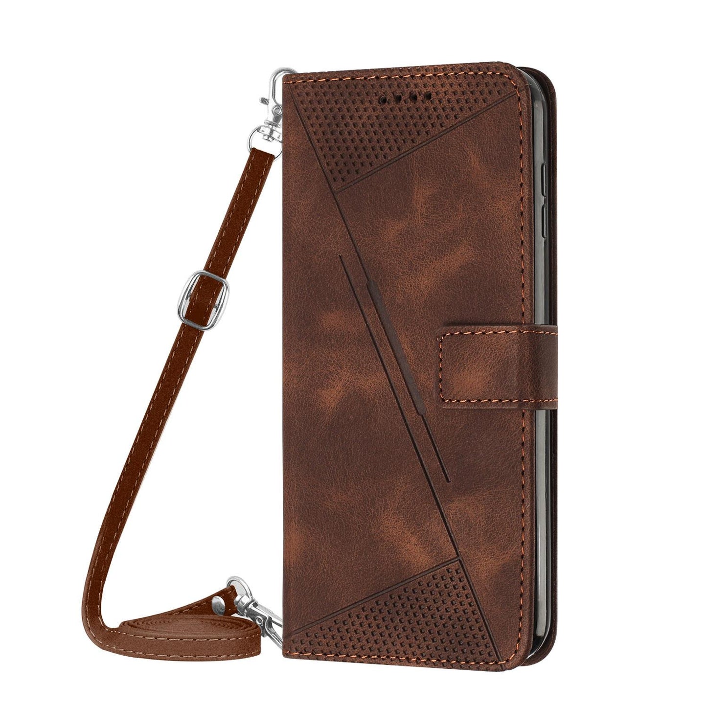 For-vivo-V50-Dream-Triangle-Leather-Phone-Case-with-Lanyard(Brown)