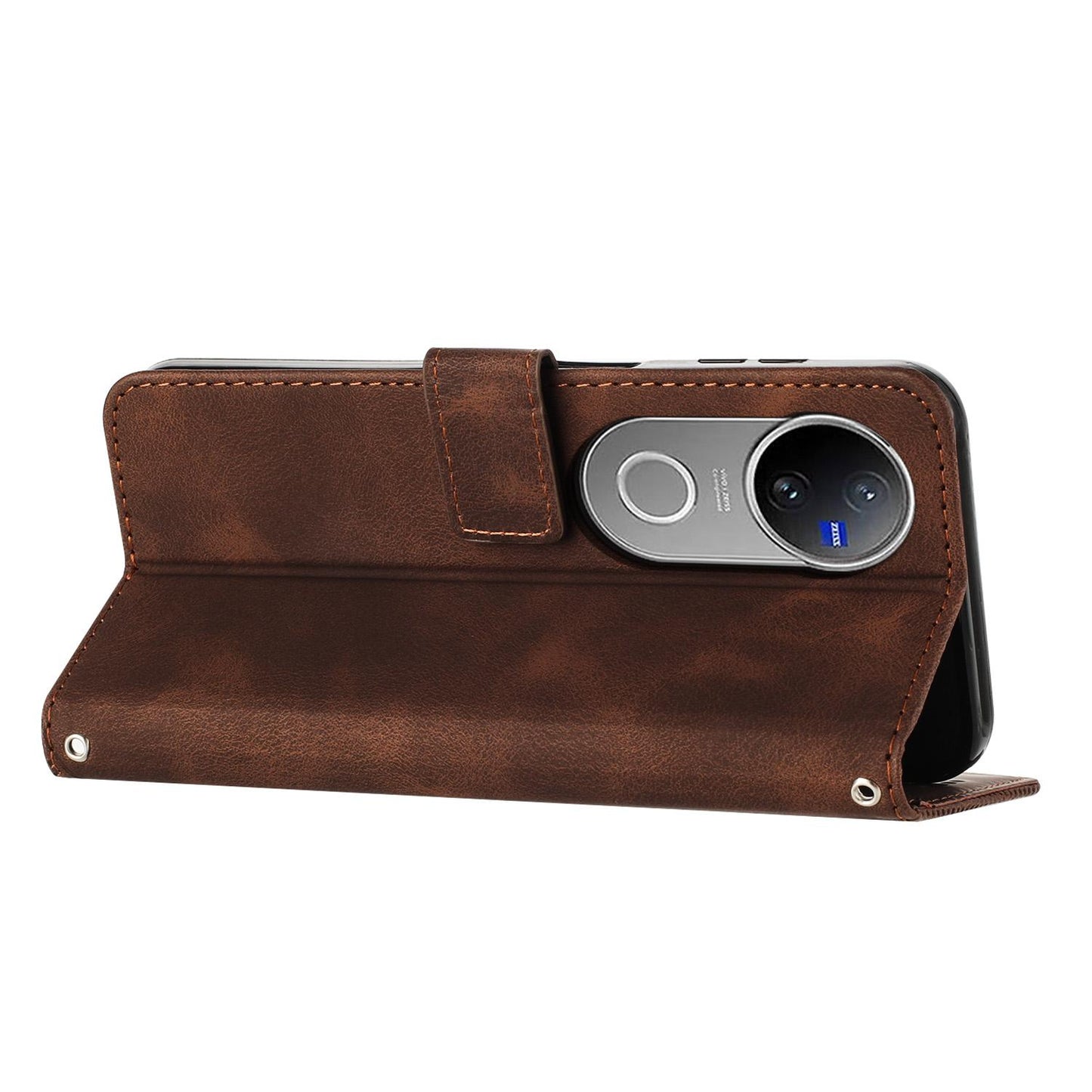 For-vivo-V50-Dream-Triangle-Leather-Phone-Case-with-Lanyard(Brown)