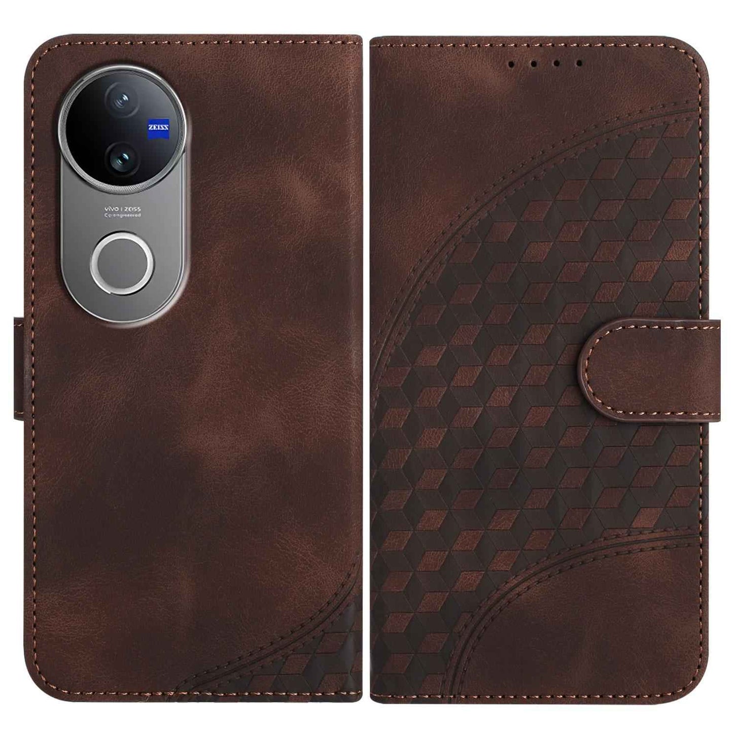 For-vivo-V50-Elephant-Head-Embossed-Phone-Leather-Case-with-Lanyard(Coffee)