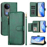For-vivo-V50-Global-Multi-Card-Slots-Zipper-Wallet-Leather-Phone-Case(Green)