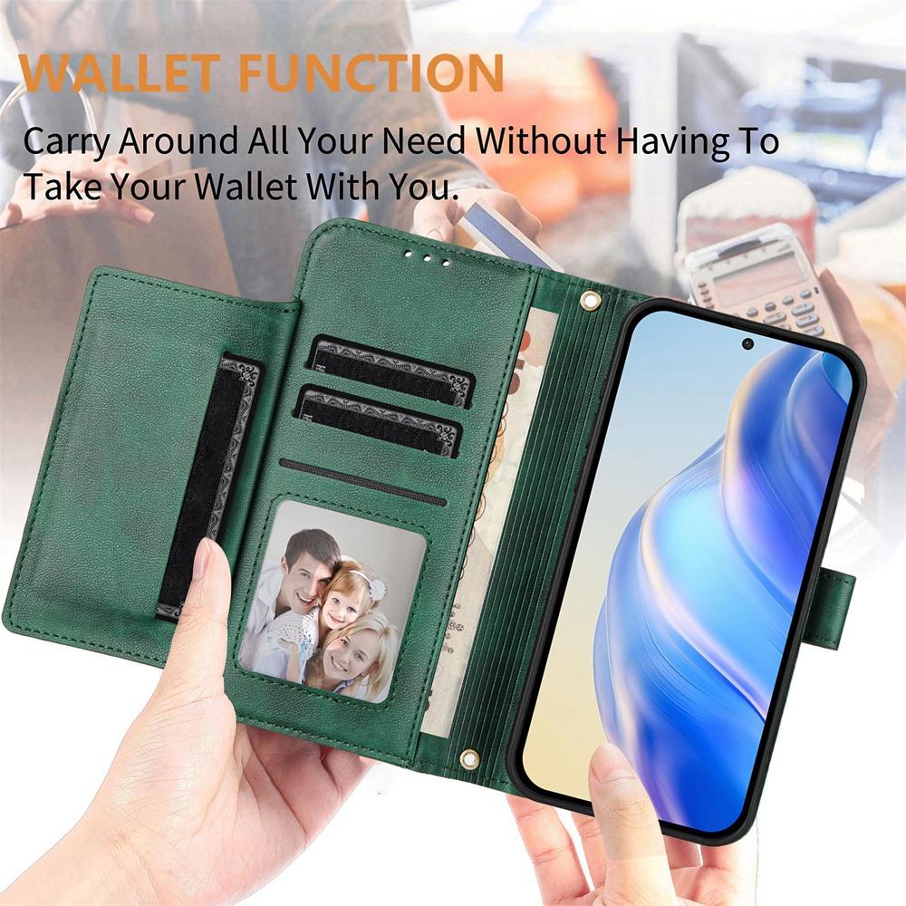 For-vivo-V50-Global-Multi-Card-Slots-Zipper-Wallet-Leather-Phone-Case(Green)