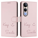 For-vivo-V50-Lite-5G-Smile-Embossing-RFID-Leather-Phone-Case(Pink)