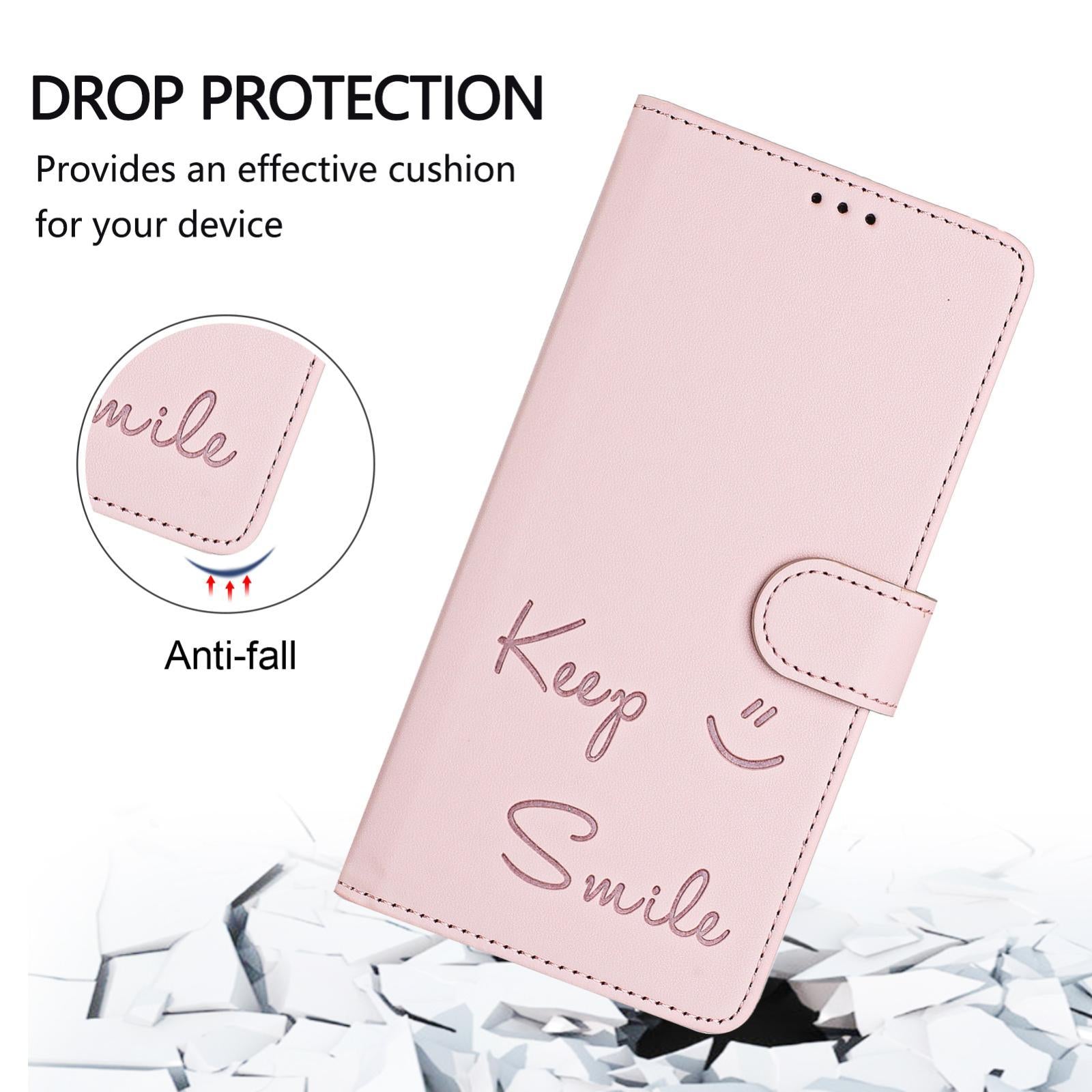 For-vivo-V50-Lite-5G-Smile-Embossing-RFID-Leather-Phone-Case(Pink)