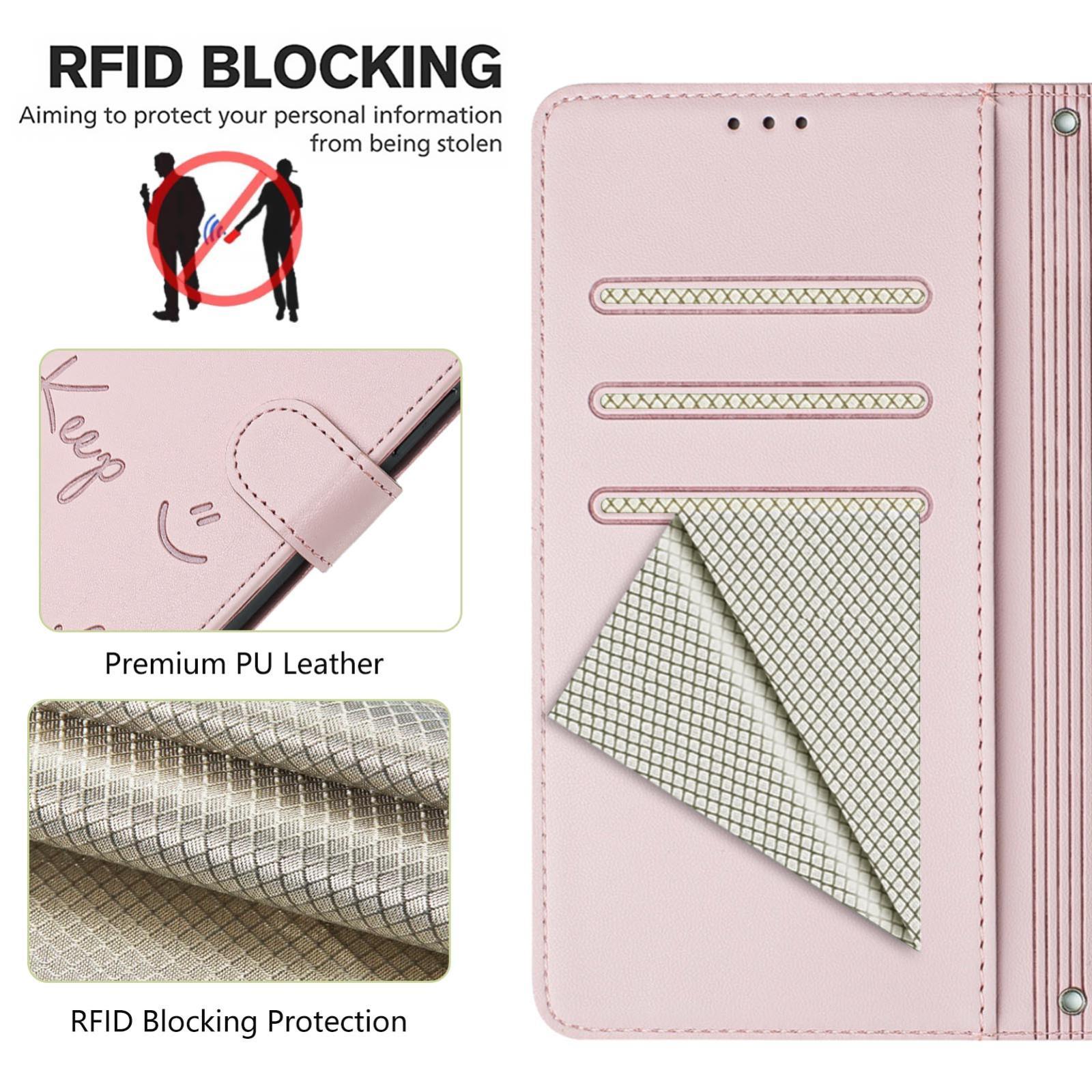 For-vivo-V50-Lite-5G-Smile-Embossing-RFID-Leather-Phone-Case(Pink)