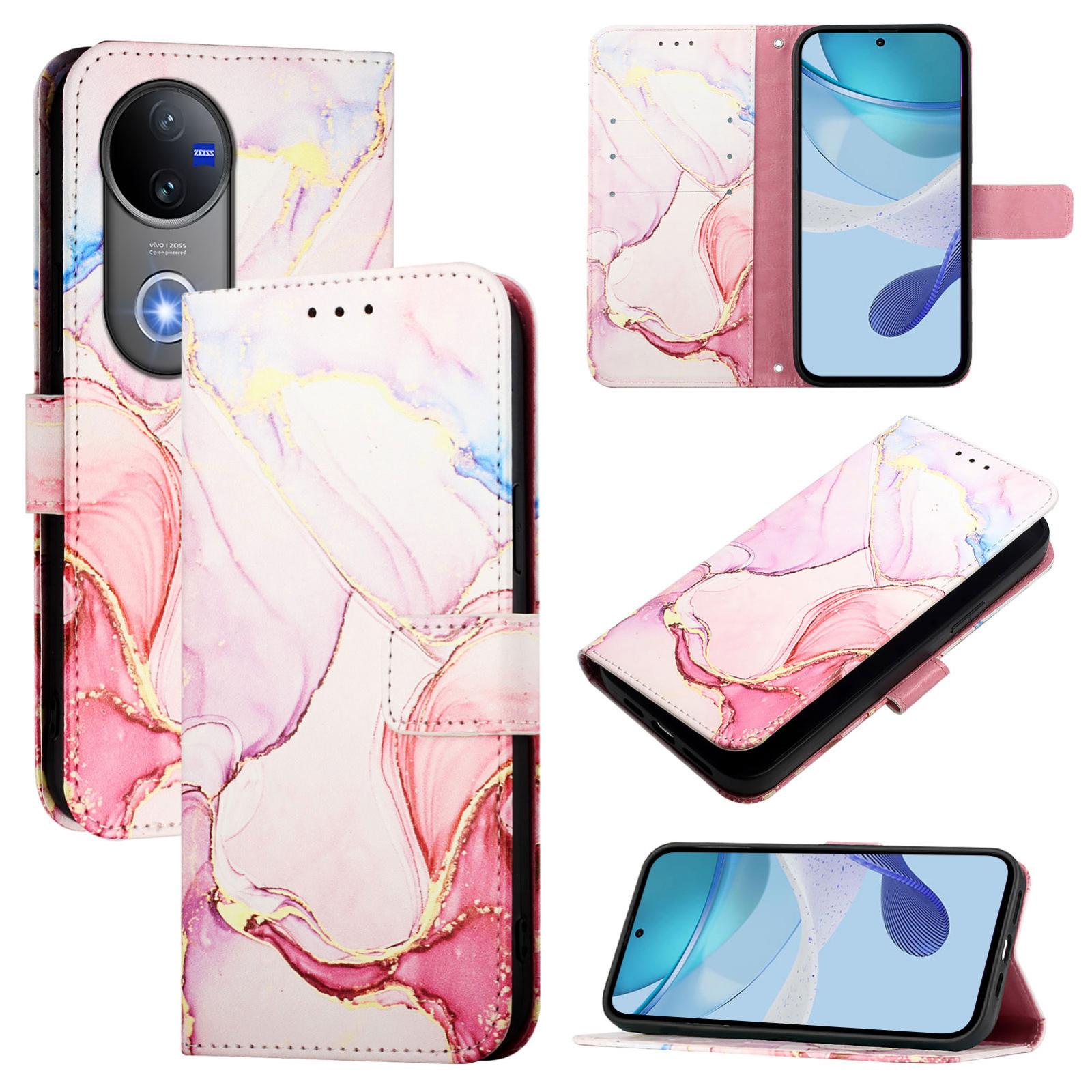 For-vivo-V50-PT003-Marble-Pattern-Flip-Leather-Phone-Case(Rose-Gold)