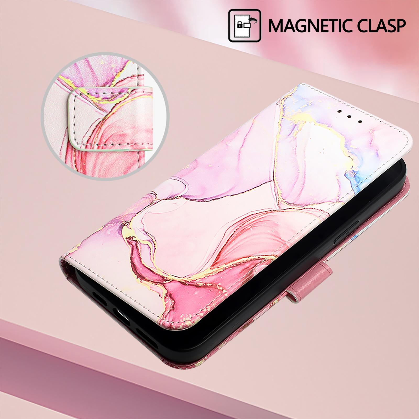 For-vivo-V50-PT003-Marble-Pattern-Flip-Leather-Phone-Case(Rose-Gold)