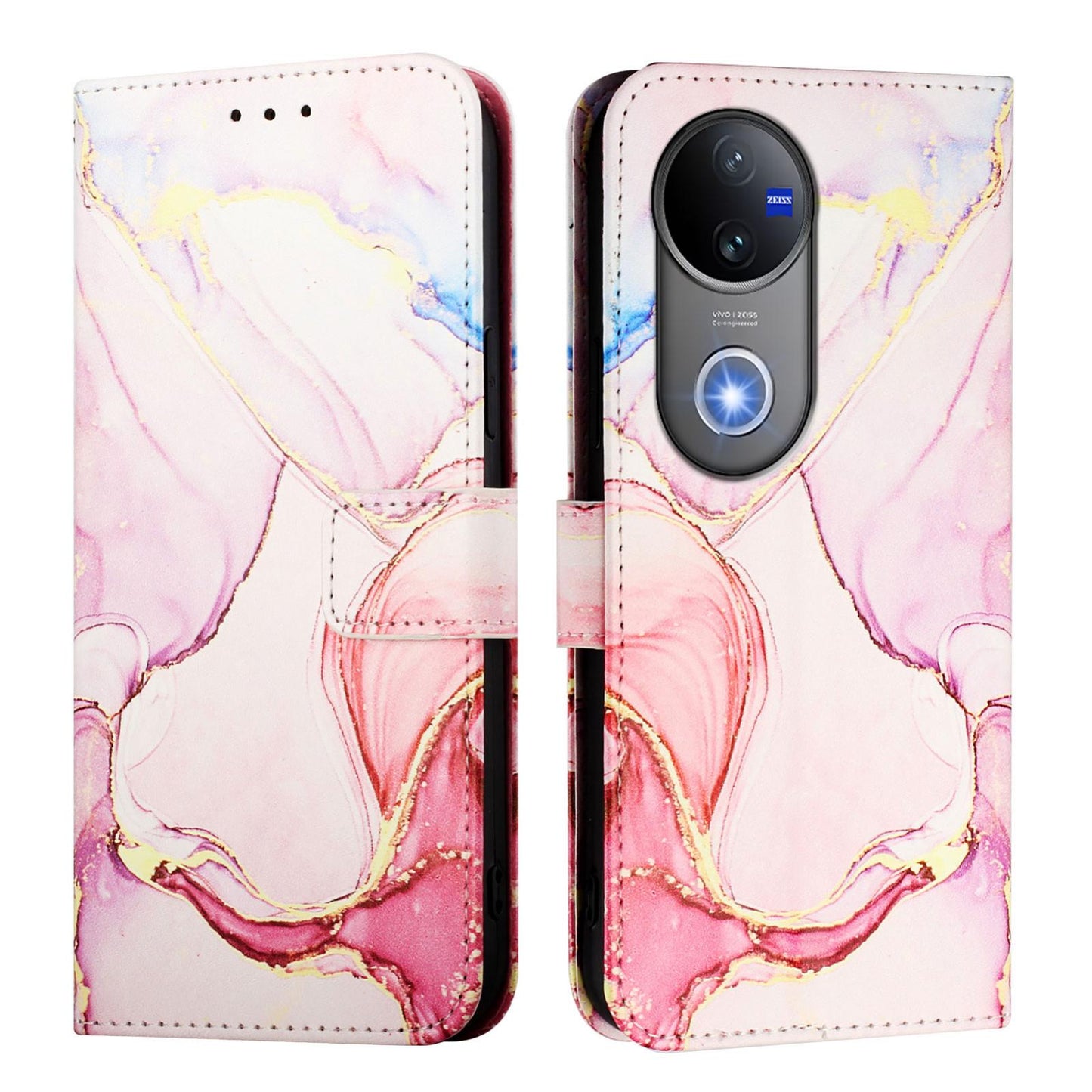 For-vivo-V50-PT003-Marble-Pattern-Flip-Leather-Phone-Case(Rose-Gold)