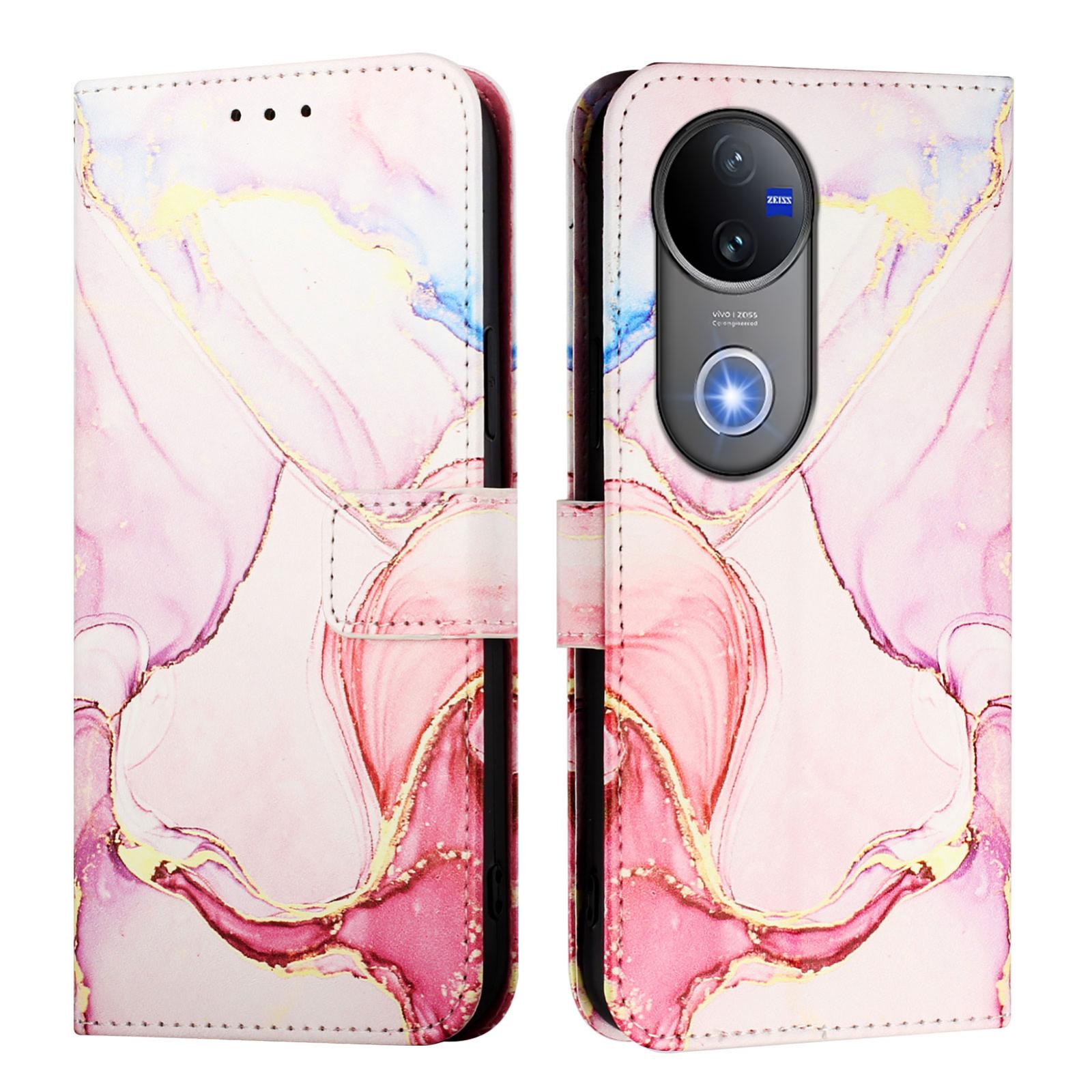 For-vivo-V50-PT003-Marble-Pattern-Flip-Leather-Phone-Case(Rose-Gold)
