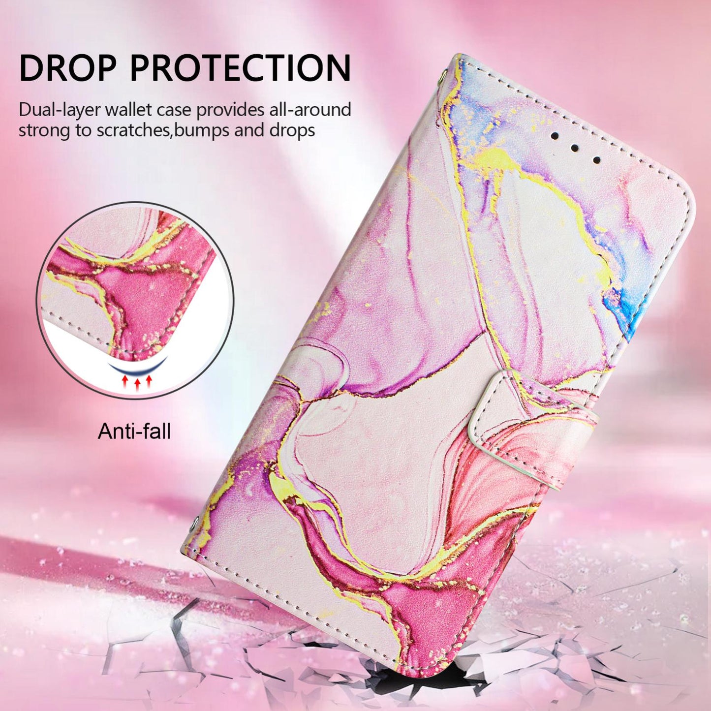 For-vivo-V50-PT003-Marble-Pattern-Flip-Leather-Phone-Case(Rose-Gold)