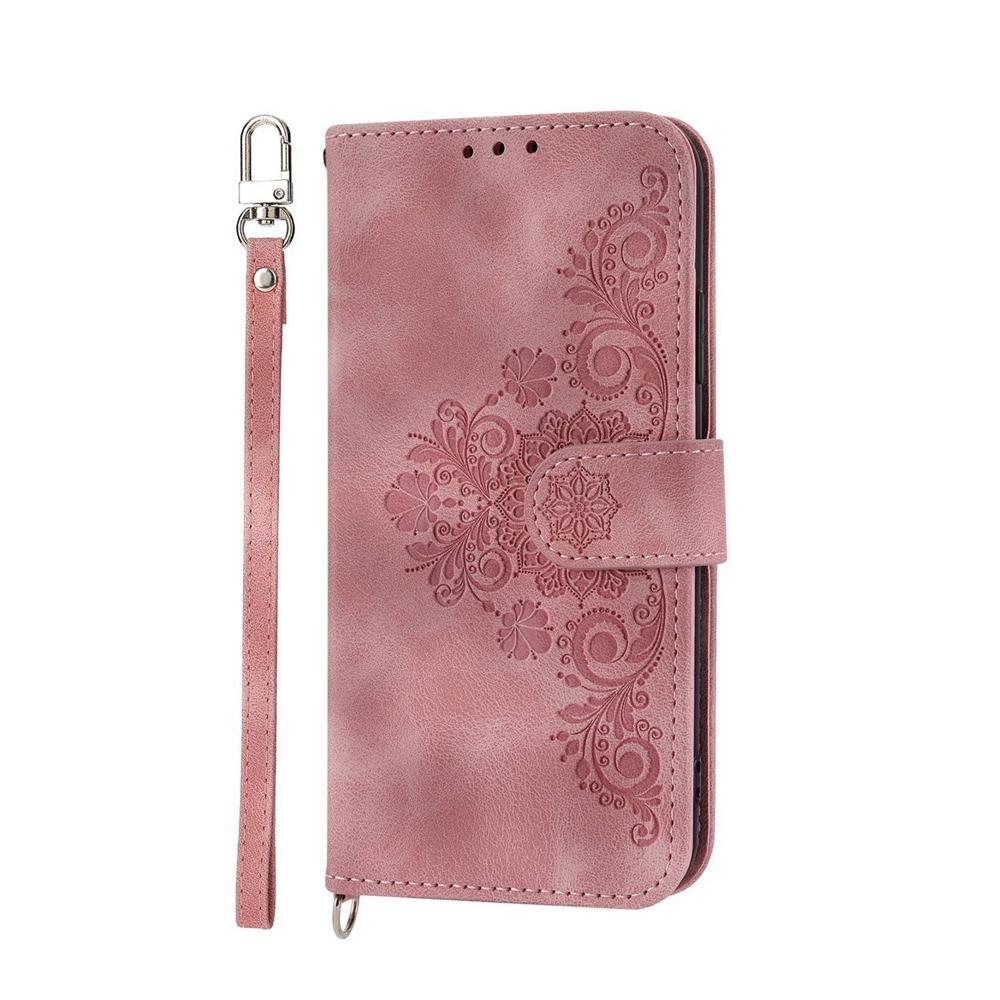 For-vivo-V50-Skin-Feel-Flowers-Embossed-Wallet-Leather-Phone-Case(Pink)