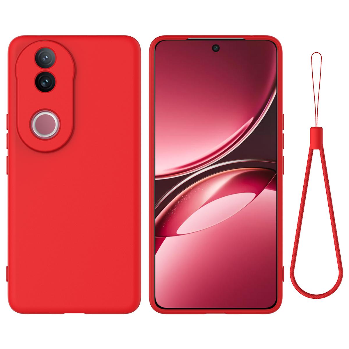 For-vivo-V50-Solid-Color-Liquid-Silicone-Dropproof-Full-Coverage-Phone-Case(Red)