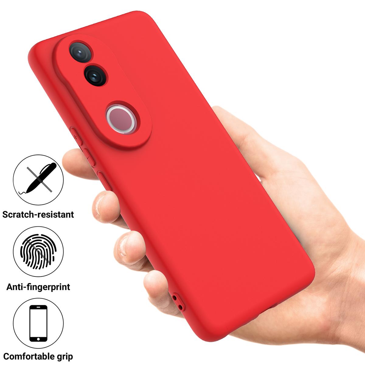 For-vivo-V50-Solid-Color-Liquid-Silicone-Dropproof-Full-Coverage-Phone-Case(Red)