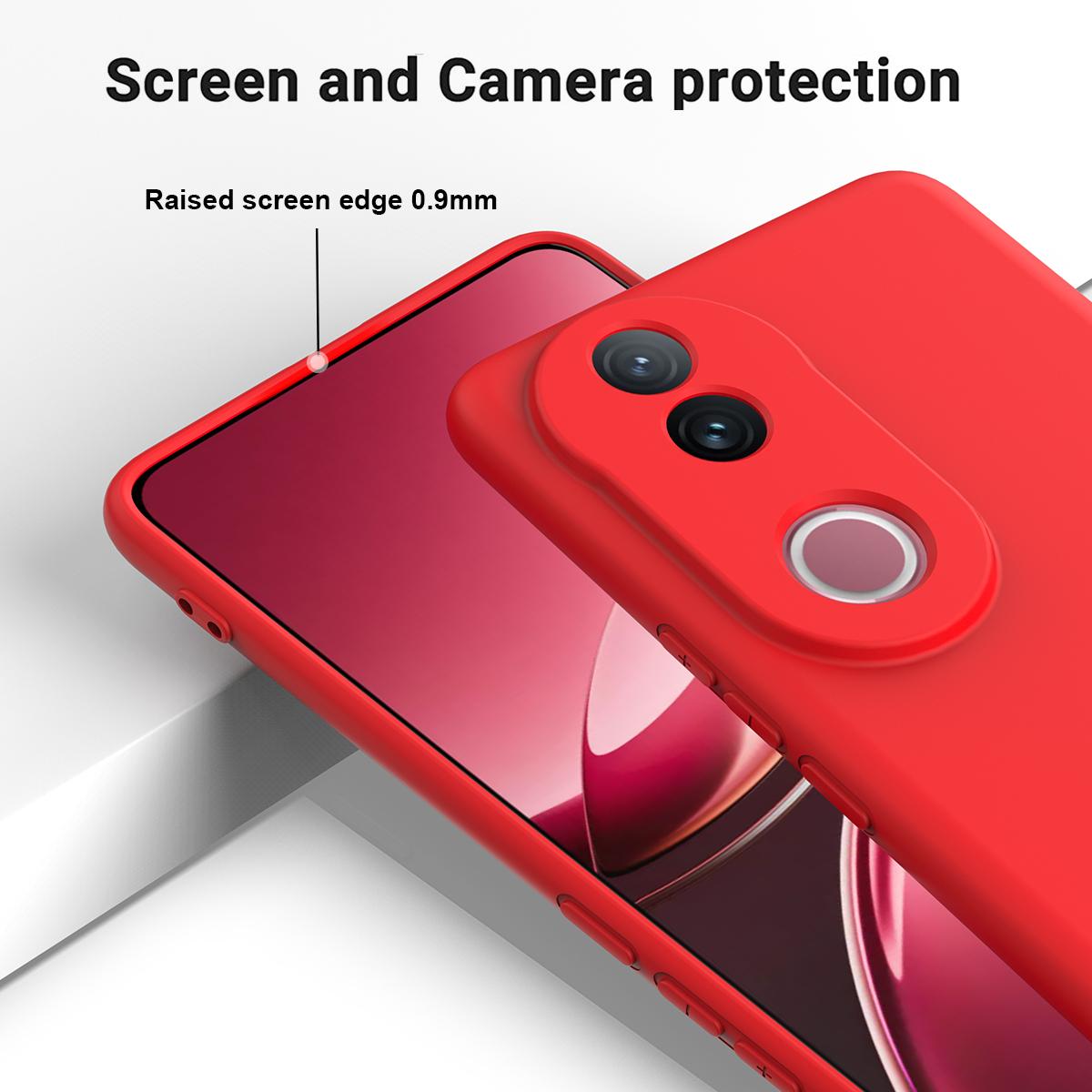 For-vivo-V50-Solid-Color-Liquid-Silicone-Dropproof-Full-Coverage-Phone-Case(Red)