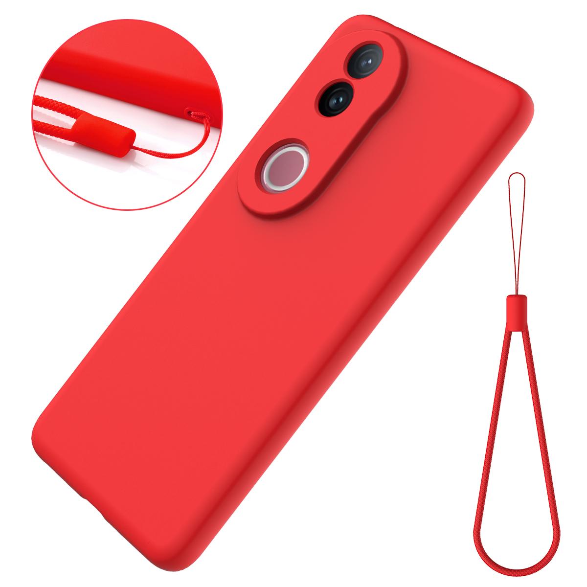 For-vivo-V50-Solid-Color-Liquid-Silicone-Dropproof-Full-Coverage-Phone-Case(Red)