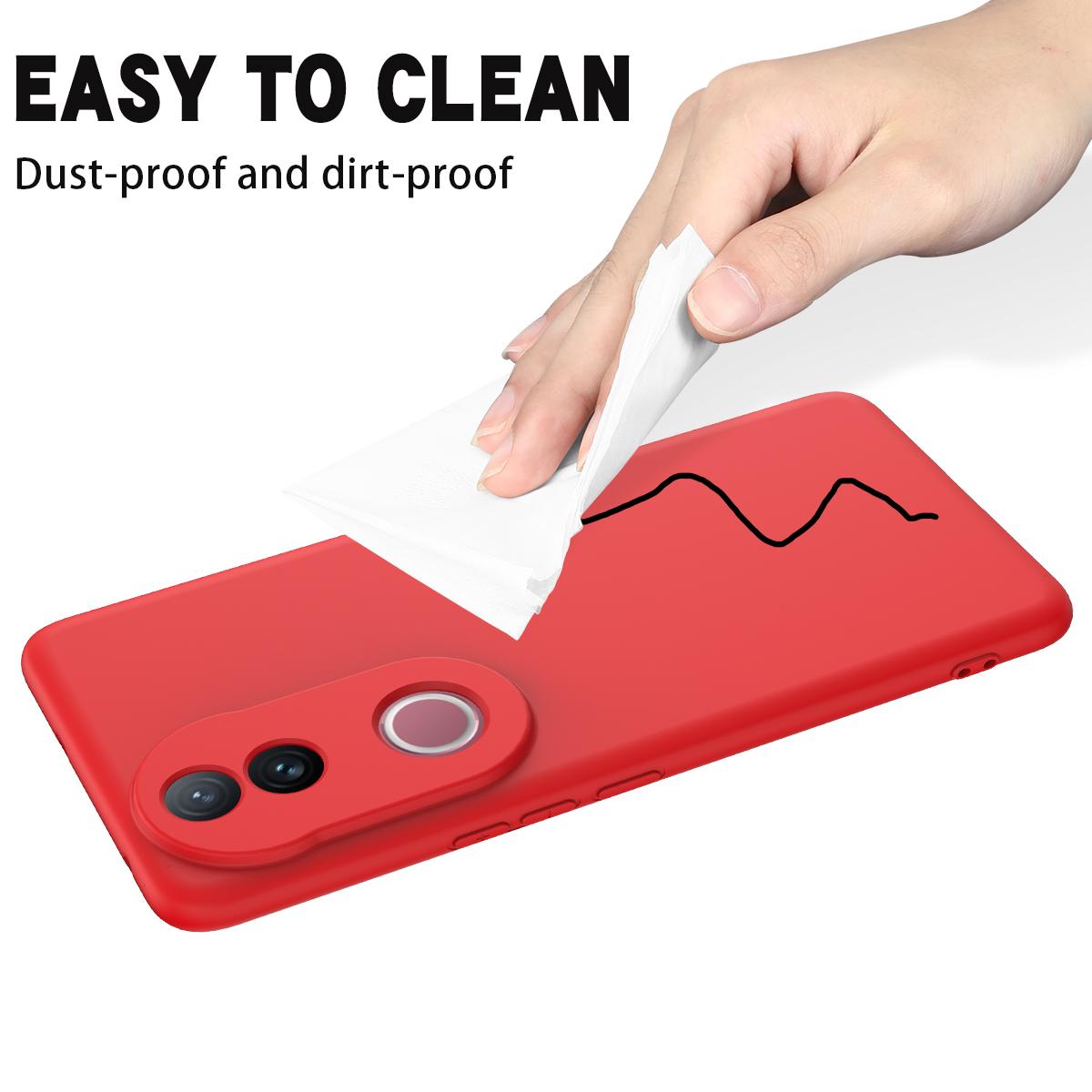 For-vivo-V50-Solid-Color-Liquid-Silicone-Dropproof-Full-Coverage-Phone-Case(Red)