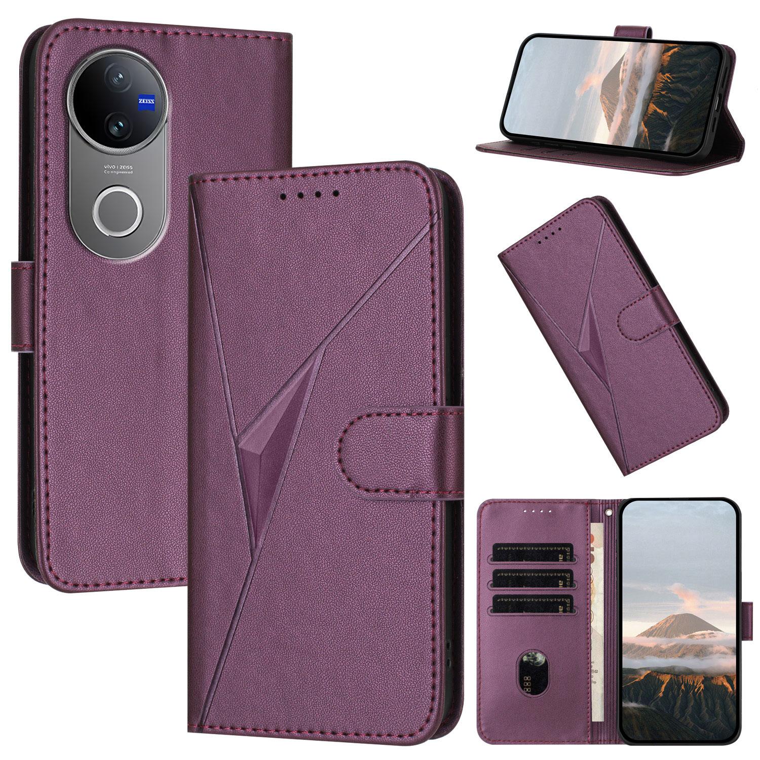 For-vivo-V50-Triangle-Pattern-Buckle-Clasp-Leather-Phone-Case(Dark-Purple)