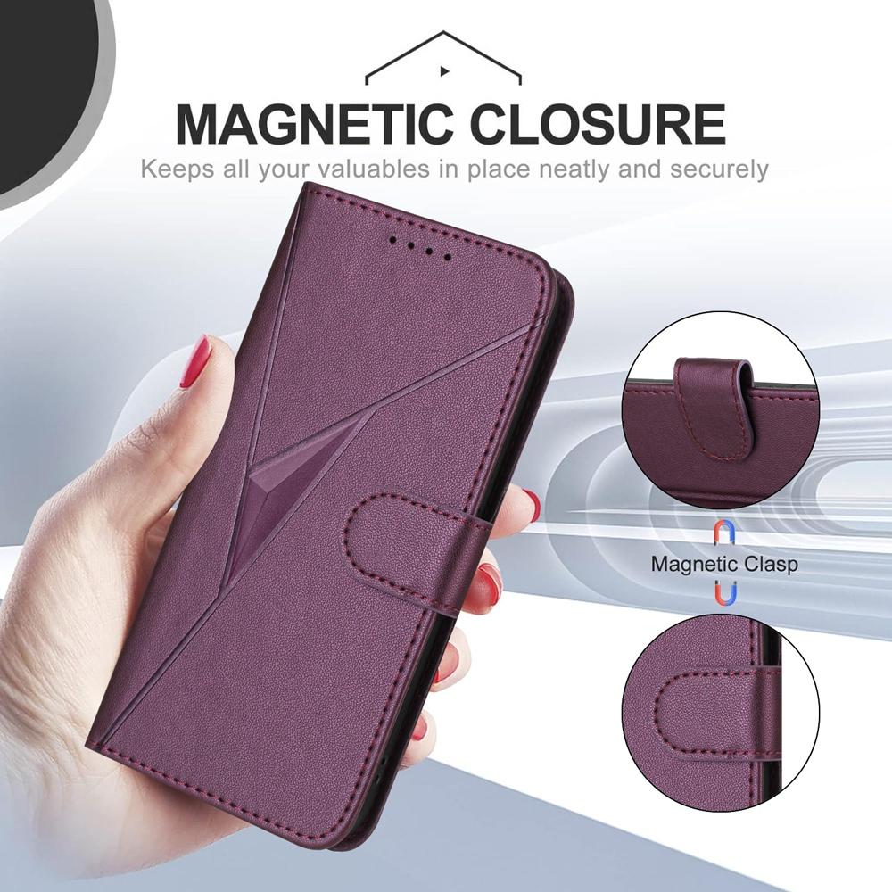 For-vivo-V50-Triangle-Pattern-Buckle-Clasp-Leather-Phone-Case(Dark-Purple)