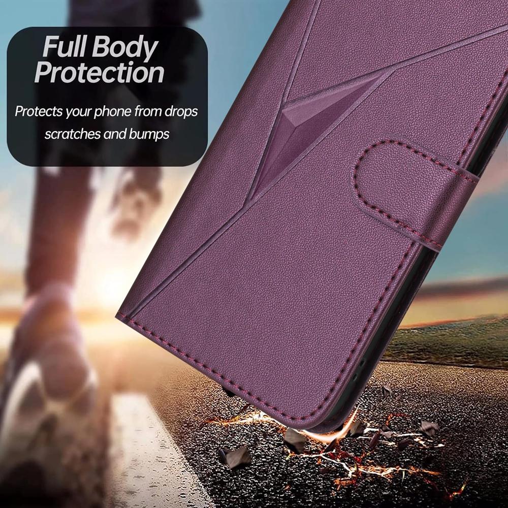 For-vivo-V50-Triangle-Pattern-Buckle-Clasp-Leather-Phone-Case(Dark-Purple)