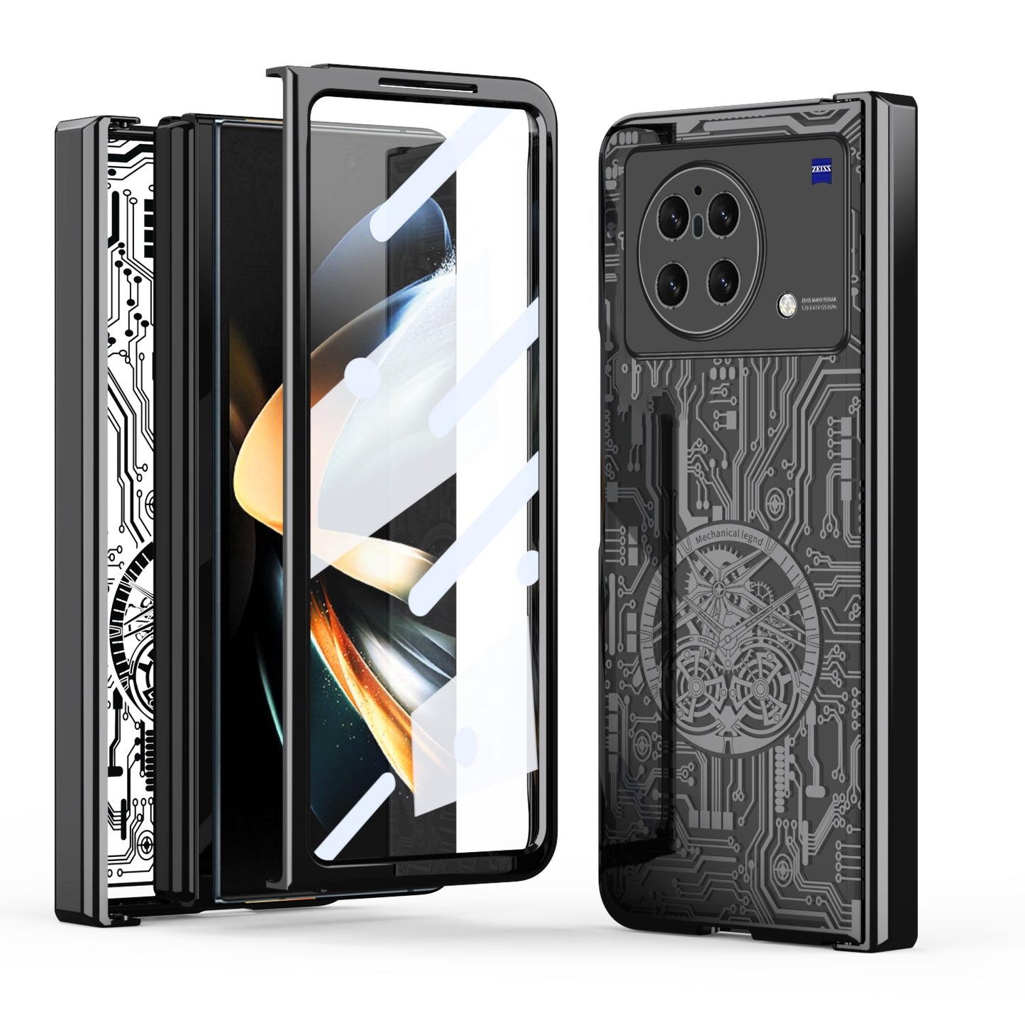 For-vivo-X-Fold-Mechanical-Legend-Integrated-Electroplating-All-inclusive-Phone-Case(Black)