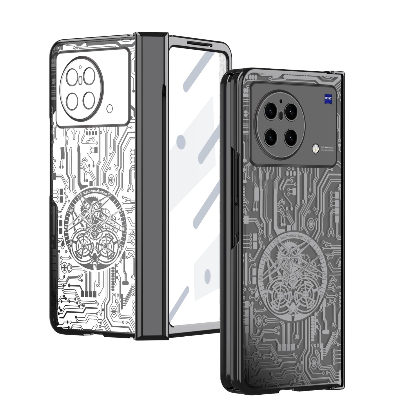 For-vivo-X-Fold-Mechanical-Legend-Integrated-Electroplating-All-inclusive-Phone-Case(Black)