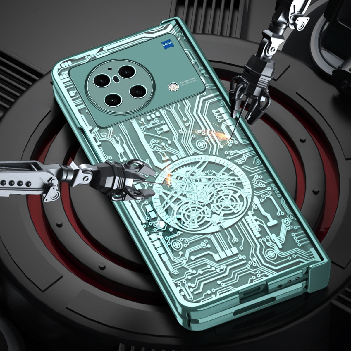 For-vivo-X-Fold-Mechanical-Legend-Integrated-Electroplating-All-inclusive-Phone-Case(Black)