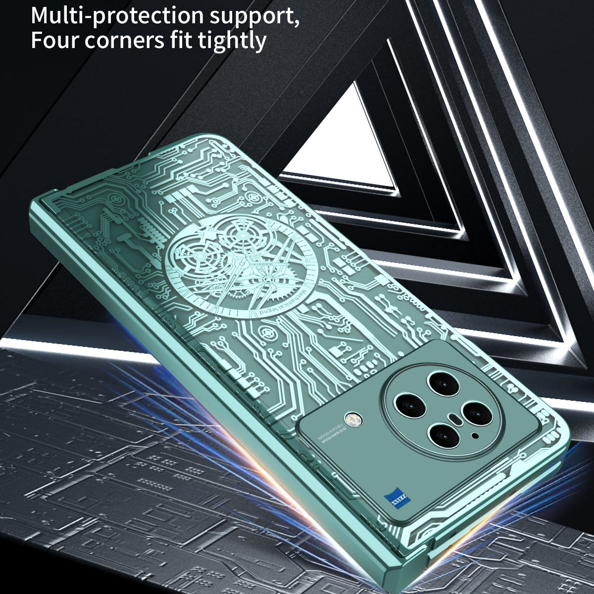 For-vivo-X-Fold-Mechanical-Legend-Integrated-Electroplating-All-inclusive-Phone-Case(Black)