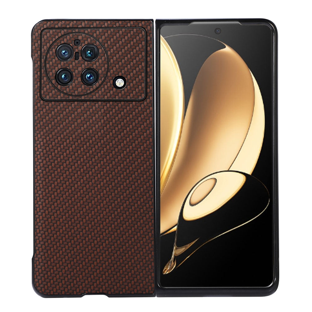 Case-for-Vivo-X-Fold,-Carbon-Fiber-Texture-PU-Leather-(Brown)
