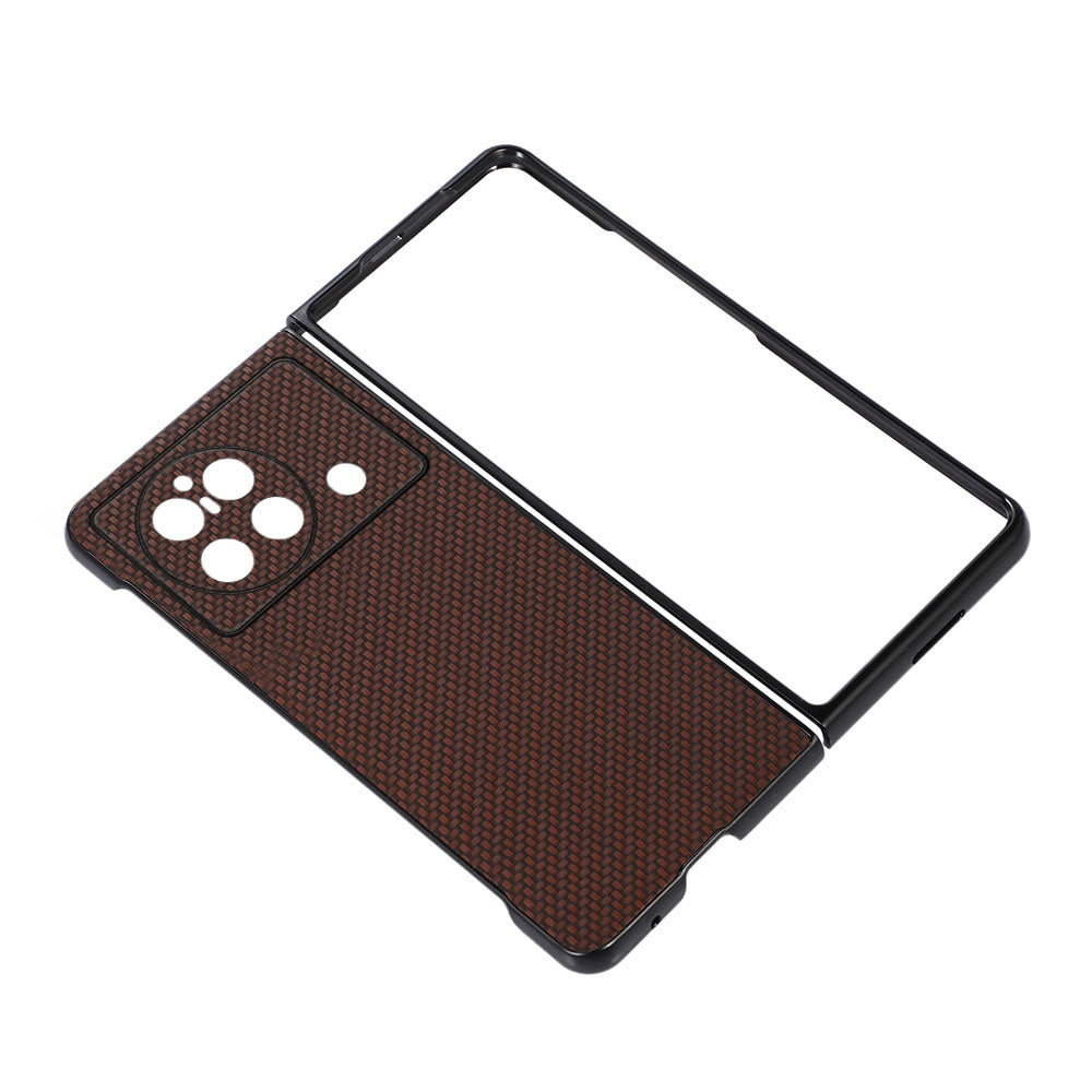 Case-for-Vivo-X-Fold,-Carbon-Fiber-Texture-PU-Leather-(Brown)