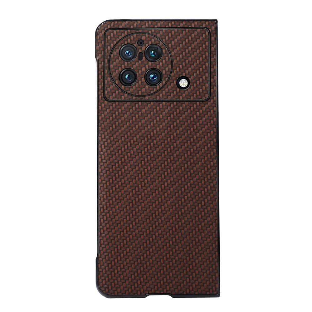Case-for-Vivo-X-Fold,-Carbon-Fiber-Texture-PU-Leather-(Brown)