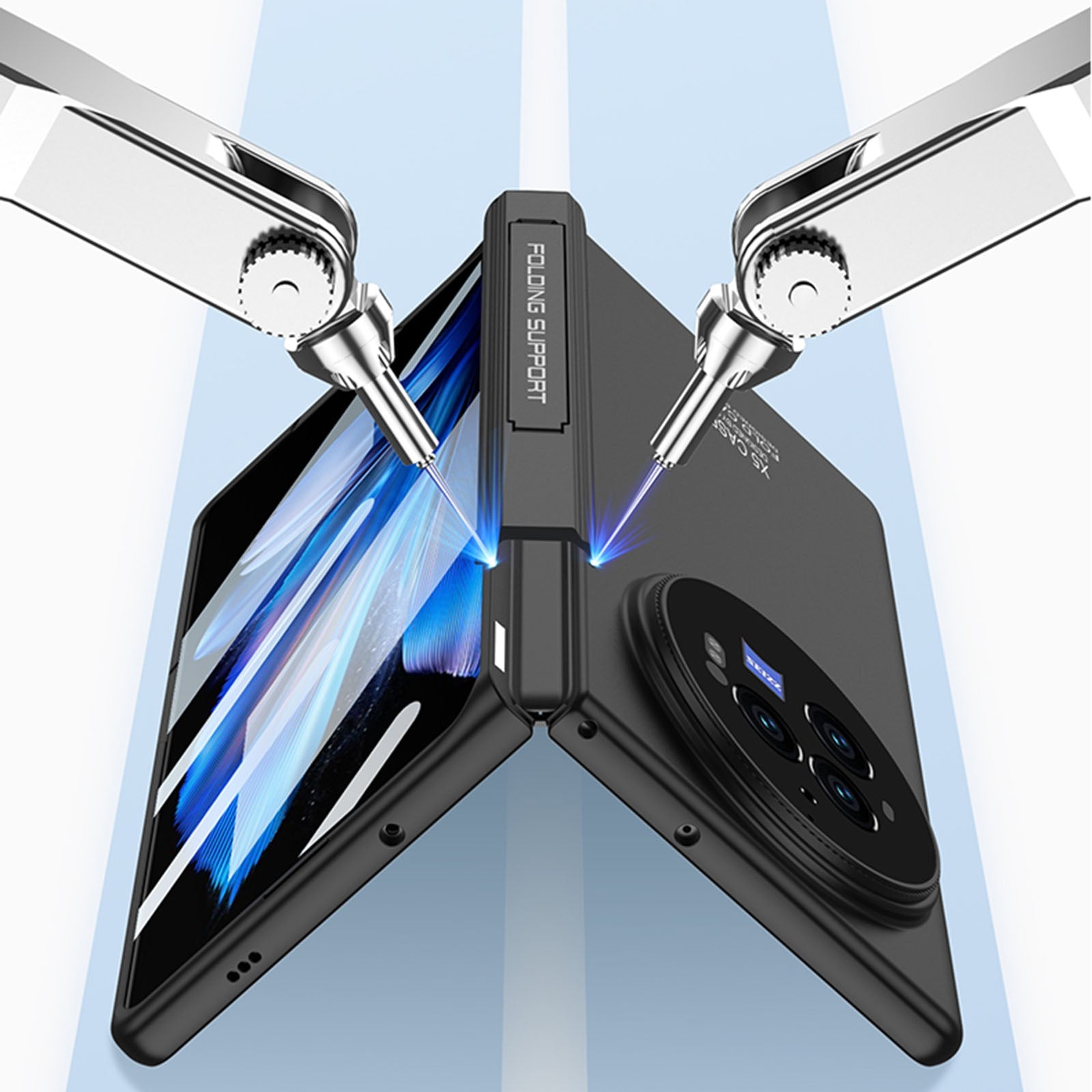 For-vivo-X-Fold3-Pro-GKK-Integrated-Magnetic-Folding-Hinge-All-inclusive-Phone-Case(Silver)