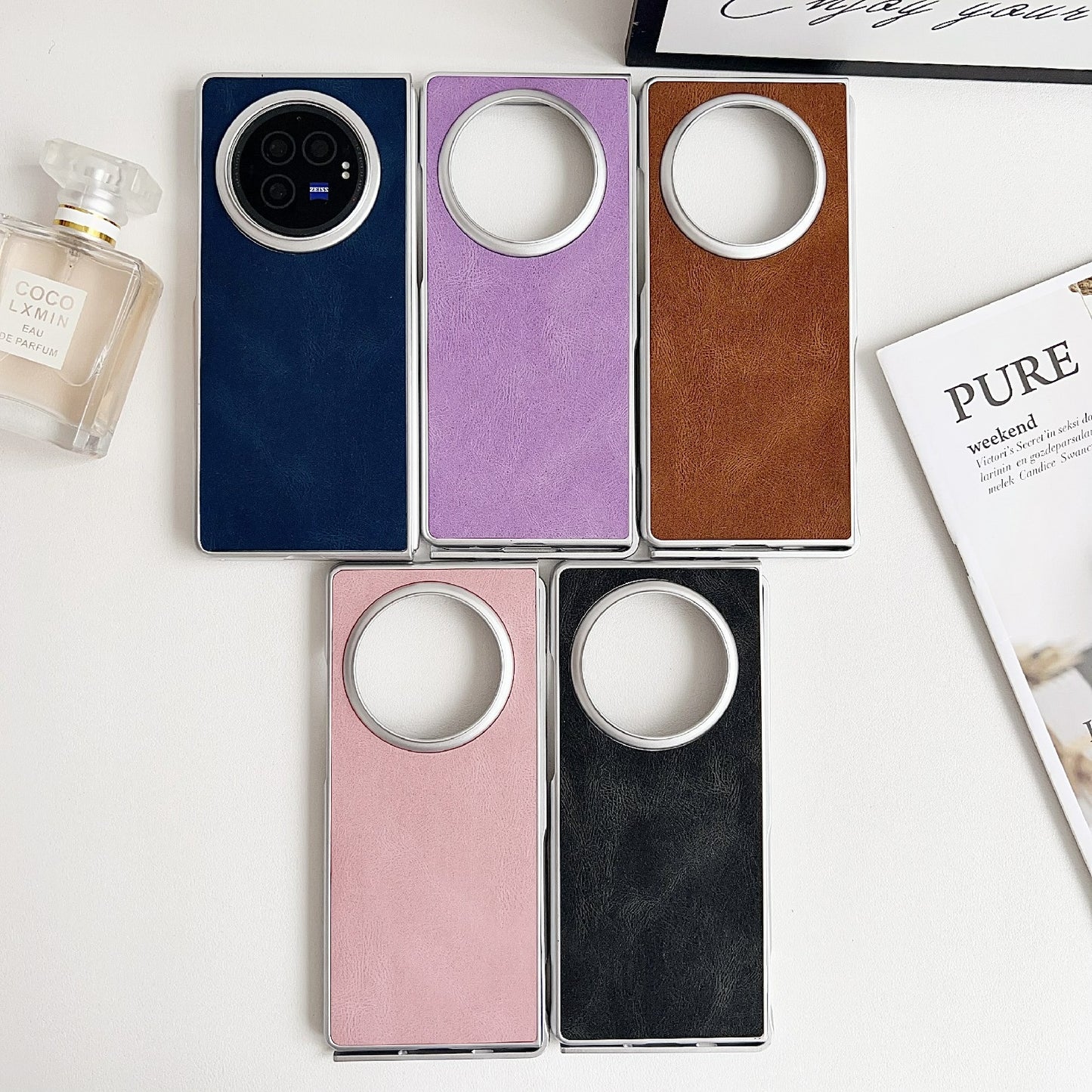 For-vivo-X-Fold3-Pro-Skin-Feel-Leather-Texture-Pearlescent-Paint-Shockproof-Phone-Case(Blue)